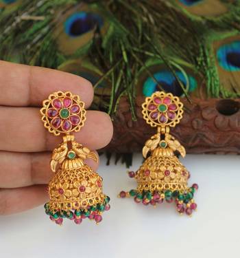 Designer gold plated peacock earrings 1