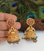 Designer gold plated peacock earrings
