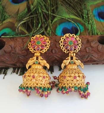 Designer gold plated peacock earrings 2
