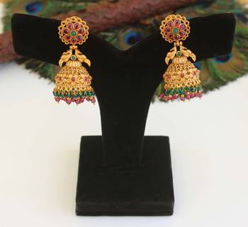 Designer gold plated peacock earrings 3