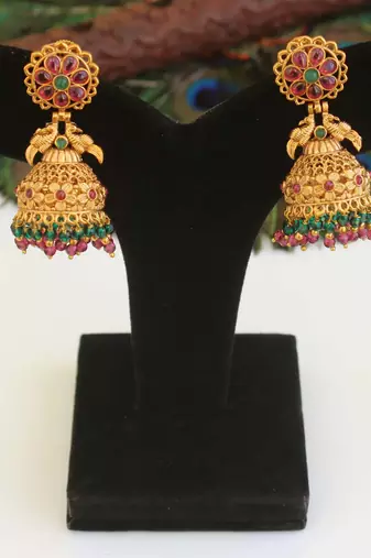 Designer gold plated peacock earrings