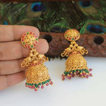 Designer gold plated peacock earrings 1