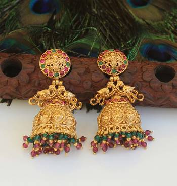 Designer gold plated peacock earrings 2