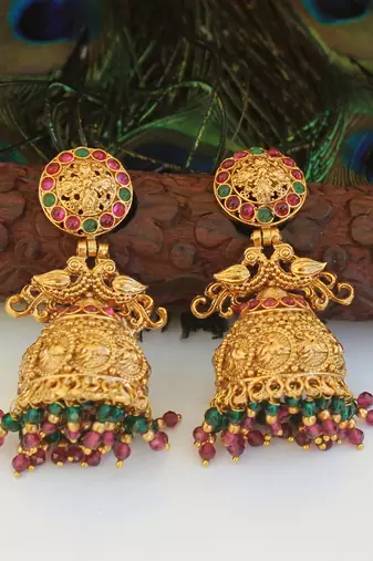 Designer gold plated peacock earrings