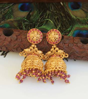 Designer gold plated peacock earrings 2