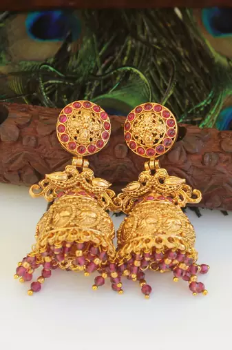 Designer gold plated peacock earrings