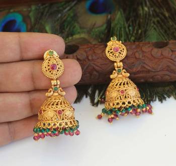 Designer gold plated peacock earrings 1