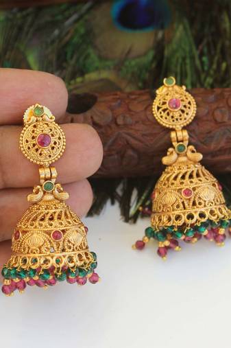 Designer gold plated peacock earrings