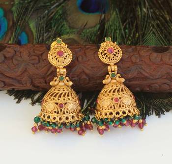 Designer gold plated peacock earrings 2