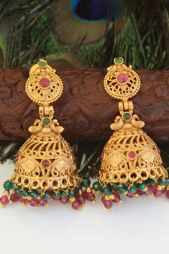 Designer gold plated peacock earrings
