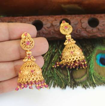 Designer gold plated peacock earrings 1