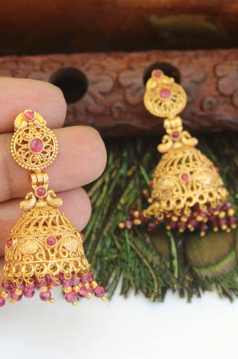 Designer gold plated peacock earrings