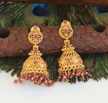 Designer gold plated peacock earrings 2