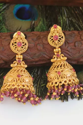 Designer gold plated peacock earrings
