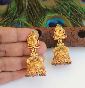 Designer gold plated peacock earrings 1