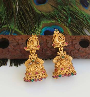 Designer gold plated peacock earrings 2