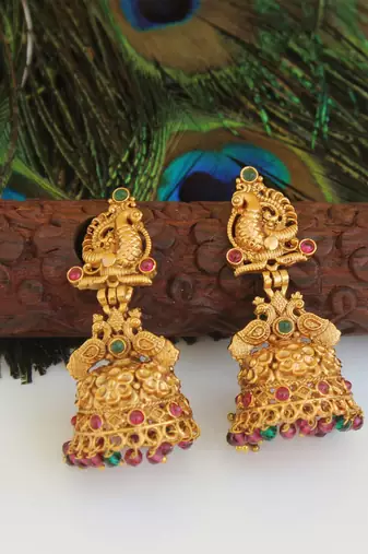 Designer gold plated peacock earrings