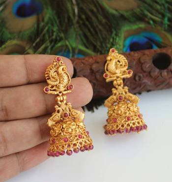 Designer gold plated peacock earrings 1