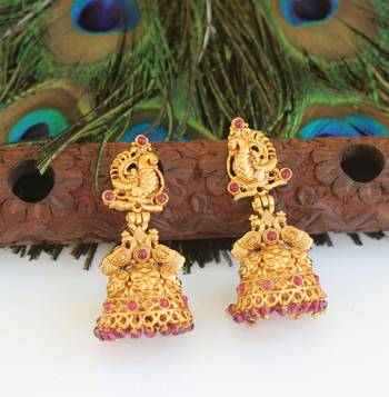 Designer gold plated peacock earrings 2