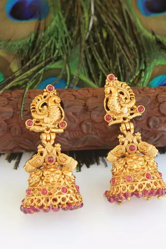Designer gold plated peacock earrings
