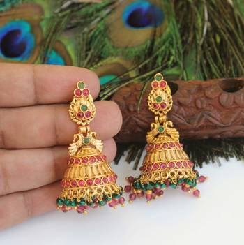 Designer gold plated peacock earrings 1