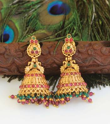 Designer gold plated peacock earrings 2