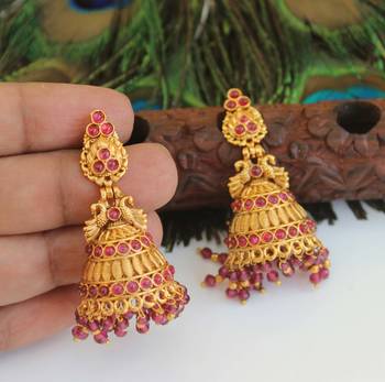 Designer gold plated peacock earrings 1