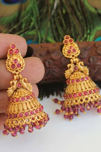 Designer gold plated peacock earrings