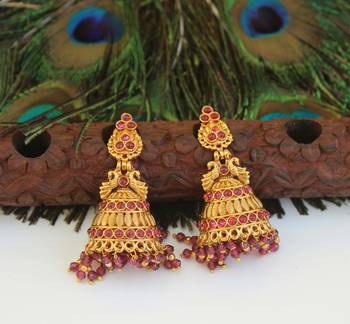Designer gold plated peacock earrings 2