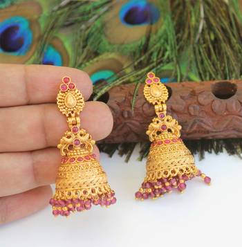 Designer gold plated peacock earrings 1