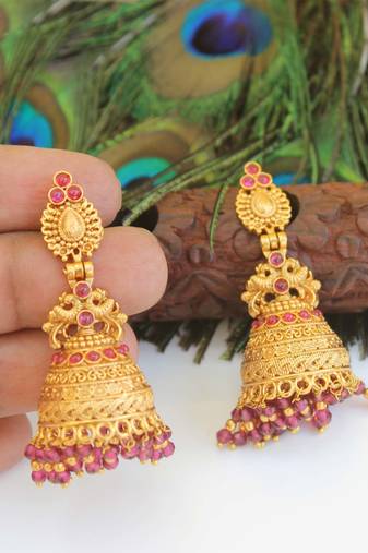 Designer gold plated peacock earrings