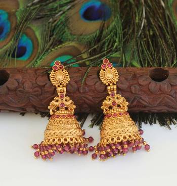 Designer gold plated peacock earrings 2