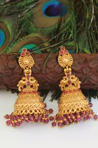 Designer gold plated peacock earrings