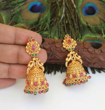 Designer gold plated peacock earrings 1