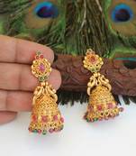 Designer gold plated peacock earrings