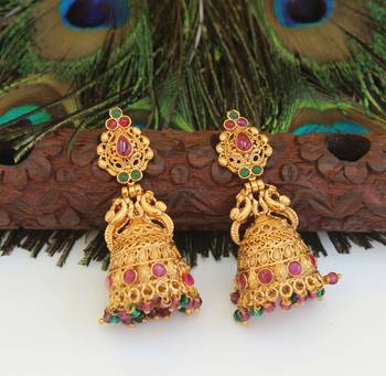 Designer gold plated peacock earrings 2