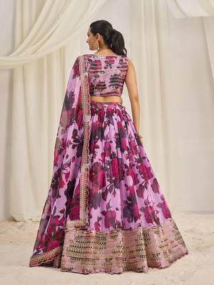 Pink Floral Embellished Lehenga Choli Set 3