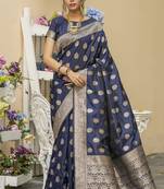 Soft Banarasi Katan Silk Saree With Pure Zari Weaving Pallu and Border with Matching Blouse Piece
