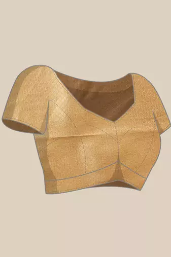 Beige Floral Zari Woven Tissue Saree