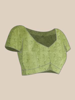 Green Floral Digital Print Silk Cotton Saree 5