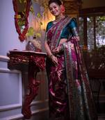 Rani Pink Kanchipuram Style Silk Blend Paithani Saree & Rich Pallu Saree With Blouse