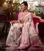 White Kanchipuram Style Silk Blend Paithani Saree & Rich Pallu Saree With Blouse