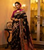 Black Kanchipuram Style Silk Blend Paithani Saree & Rich Pallu Saree With Blouse