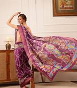 Purple Paisely Digital Print Kotha Silk Blend Saree