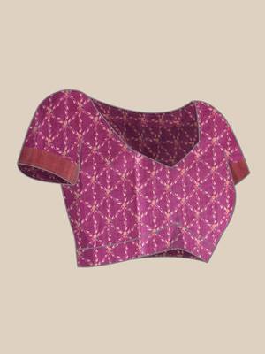 Purple Paisely Digital Print Kotha Silk Blend Saree 5