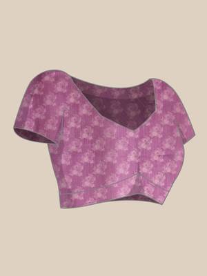 Lavender Floral Digital Print Silk Cotton Saree 5