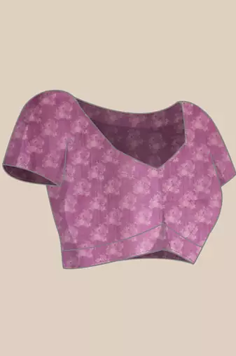 Lavender Floral Digital Print Silk Cotton Saree
