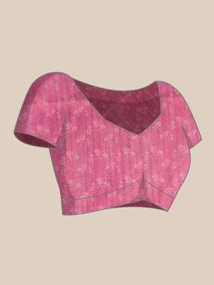 Pink Floral Digital Print Silk Cotton Saree 5