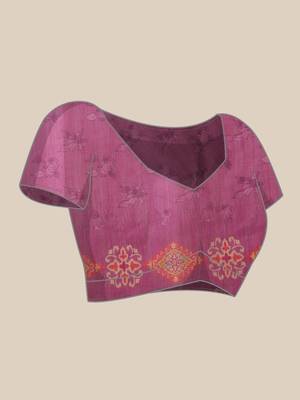 Purple Floral Digital Print Silk Cotton Saree 5