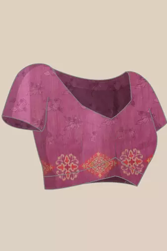 Purple Floral Digital Print Silk Cotton Saree